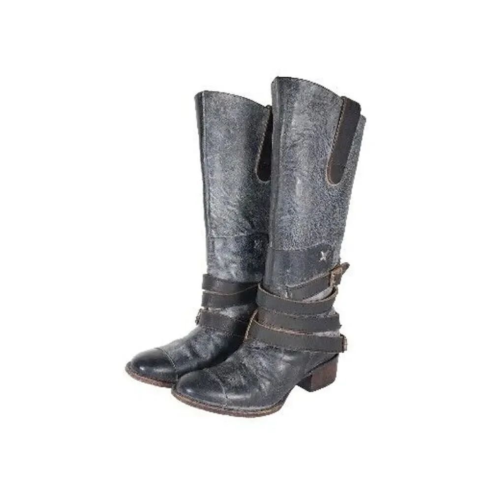Freebird by Steven Women's Dkota US7 Leather Distressed Gray Tall Western Boots